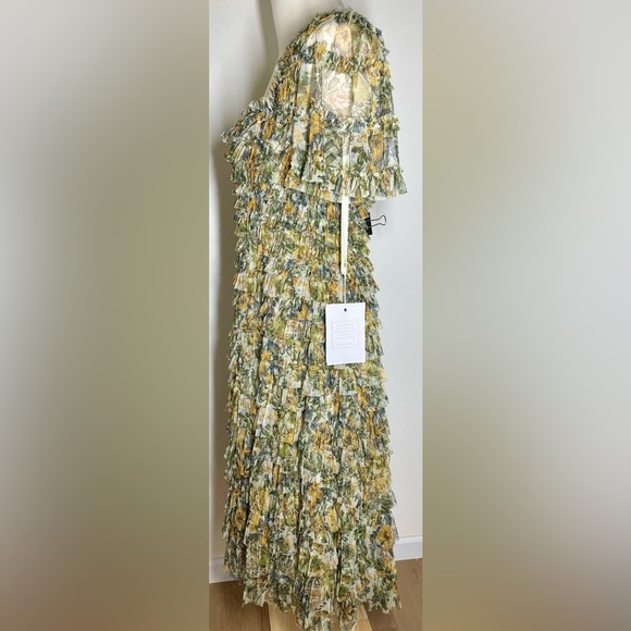 Mac Duggal 8232 | Square Neck Short Sleeve Micro Ruffle Dress | Women’s 14 - Picture 4 of 6